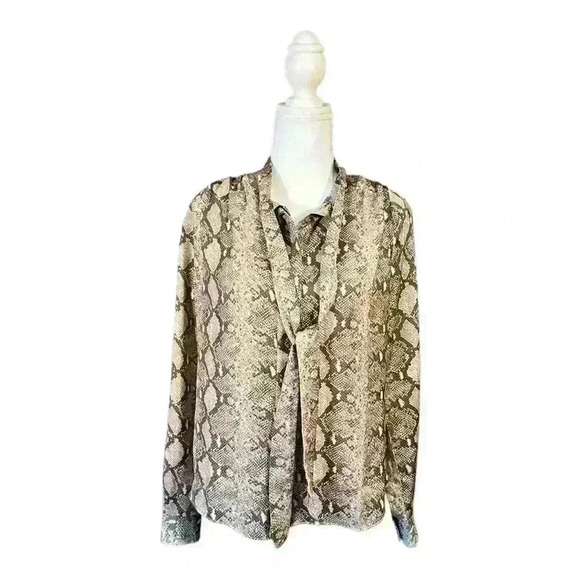 Stella & Dot Long Sleeve Snakeskin Print Button Blouse Size S - Picture 1 of 9